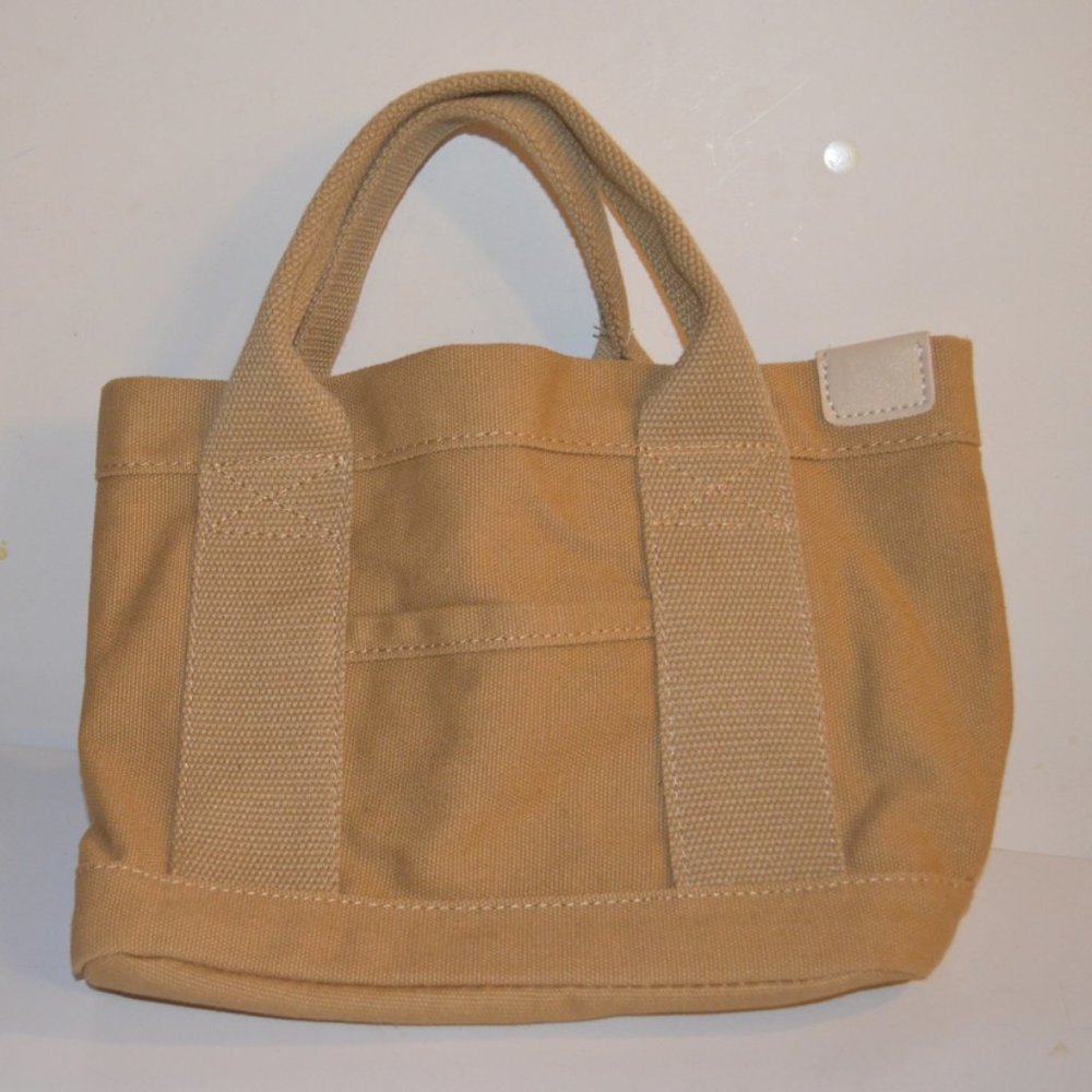 Unknown Source Canvas Hand Bag Purse Beige Durable Inside Sections Pockets 12x8'